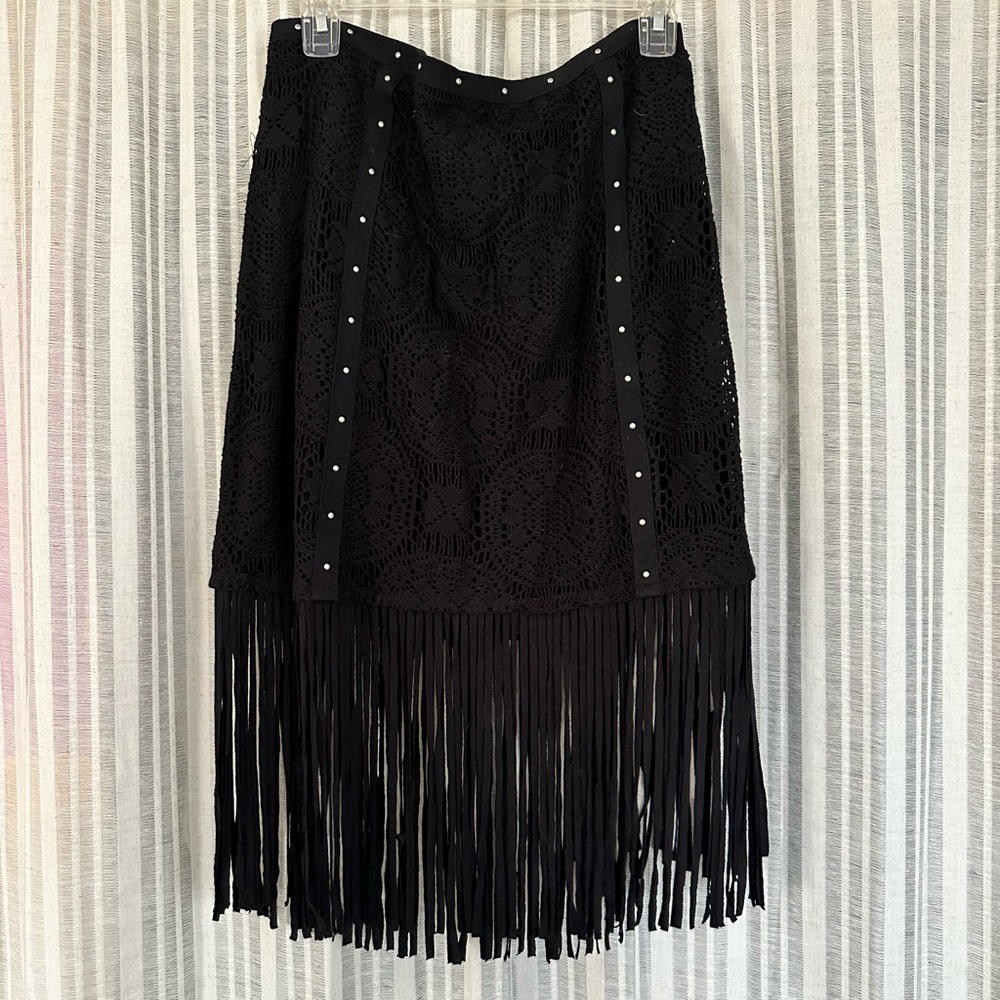 Black fringe skirt